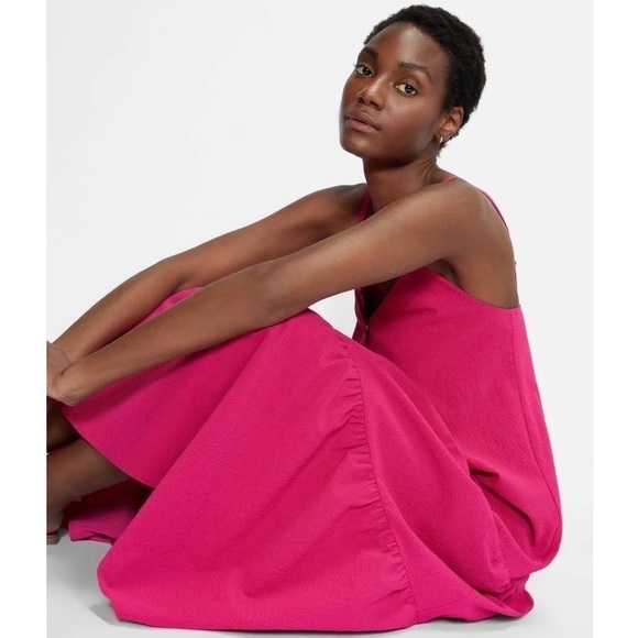 NWT TED BAKER Barbie Pink Sleeveless Button Front Tiered Ruffle Hem Midi Dress 2 - Picture 7 of 12